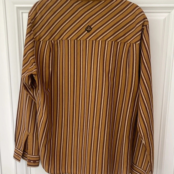 RARE Prana Long sleeve button down collared brown shirt size large old logo - Picture 7 of 17